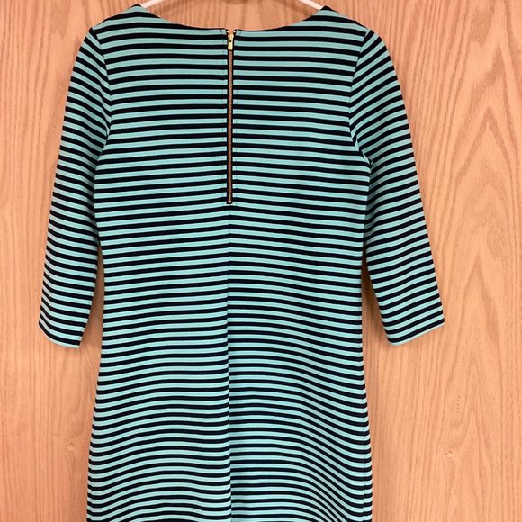 Lilly Pulitzer Green Teal & Dark Blue Striped Knee Length Dress Sz Med. - Picture 3 of 3